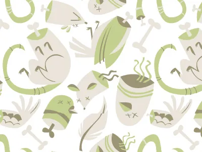 First Pattern cat design illustration mice pattern pigeon rats