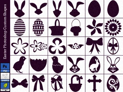 Easter Free Custom Shapes bunny chicken csh custom decean decoration download easter egg eggs flower free freebie holiday icon illustration nelutu objects photoshop pixtea psd rabbit ribbon shapes