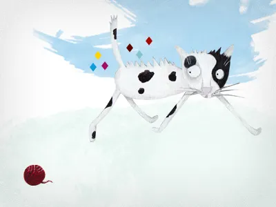 Acrylic Love acrylic black blue brush cat illustration mint red white wool