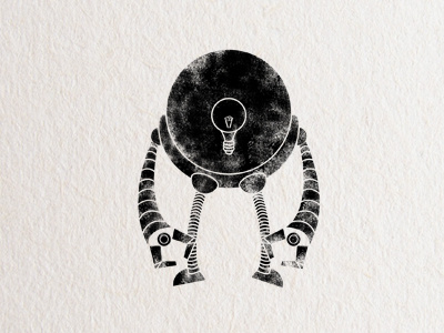 Robot #1 black computer light bulb mechanical robot stamp texture white