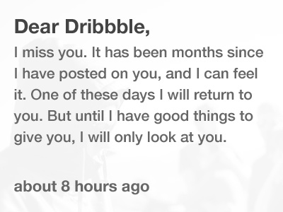 Dear Dribbble,