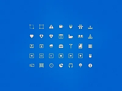 Simple UI Icons 16px book clock cup factory headphones heart icons mouse washing machine