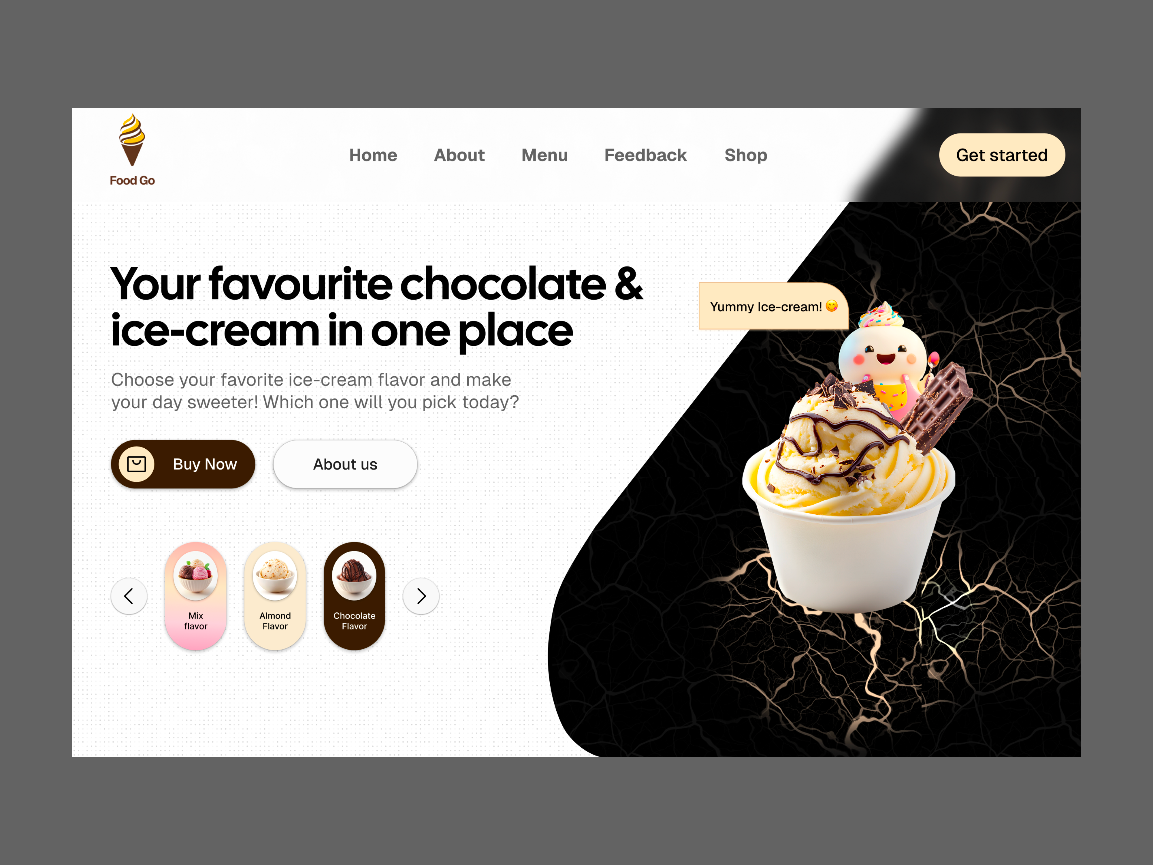 Icecream brand website design branding ice cream ui