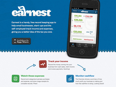 Earnest app store blue felt freeagent hand drawn iphone stitching texture ui