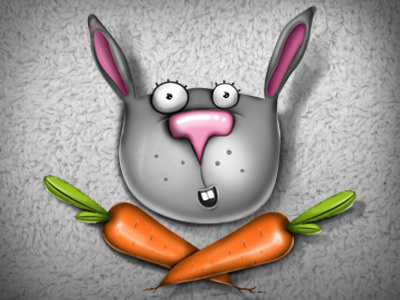 Cute Rabbit carrot cartoon cute fur greu icon illustration logo rabbit red