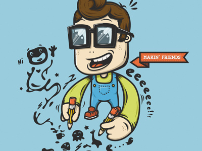 Makin' Friends atpc character drawing friends illustration imagination nathan walker nerd vector