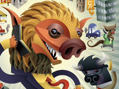 We must take the tie out to the beasts digital art illustration tie urban vector