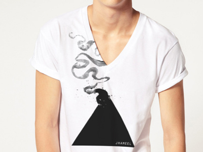 Smoking Triangle Tee apparel smoke black and white collage jhameel minimal shape tee trianlge