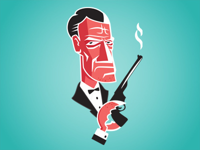 Mr. Crabs 007 barber character crab debut gentleman graphic gun illustration illustrator mister pink revolver strong vector