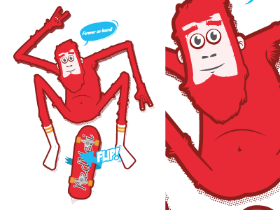 Red Yeti... more. adobe cyan halftone illustration illustrator red skateboard vector yeti