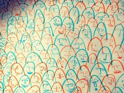 Find yourself in a crowd. illustration personal project
