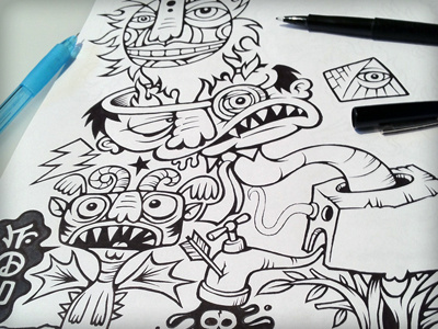 Super Doodling doodle drawing illustration sketch vonster