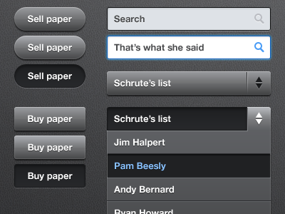 Gray UI (part deux) button dropdown gray interface search thats what she said ui