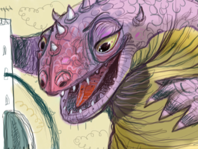 Mystery Shopper (detail) creepy illustration monster purple sea monster sketch study water