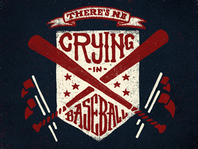 Theres No Crying In Baseball american banner baseball bat design drawing flag hand drawn illustration joe horacek stars texture