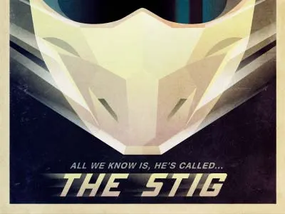 The Stig brim design illustration poster retro the stig top gear vintage