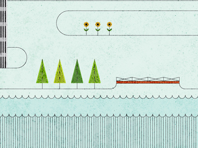 65 body of water bridge flowers lake ocean paths pond trails trees water waves