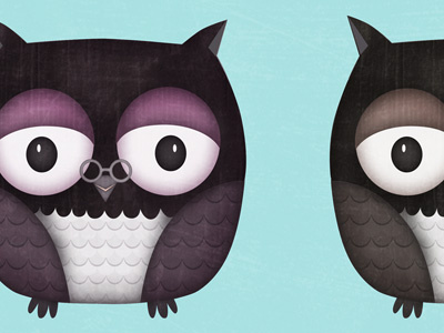 Owl Coloring brown character illustration old owl purple texture