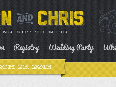(K)not to miss ribbon texture vintage wedding website yellow