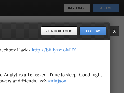 Ninja Popup! api close follow gallery modal popup portfolio tweets twitter ui user interface