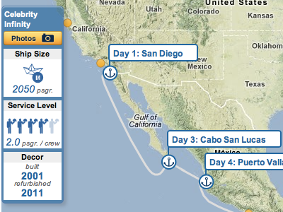 Ship Experience Overlay maps travel web design