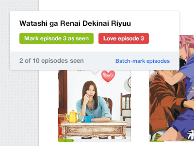 Dashboard "Watching list" anime app drama episode episodes tooltip ui web