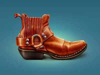 Cowboy Boot cowboy boot heel leather metal seam stitch