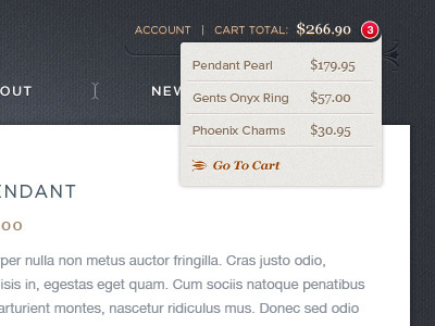 Cart Dropdown button cart price shop