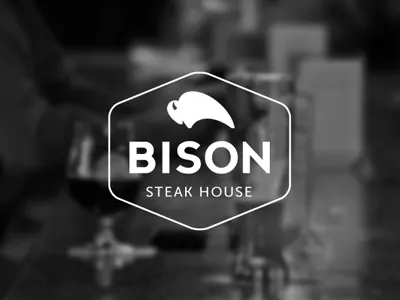 Bison bar bison bull lettering logo steak