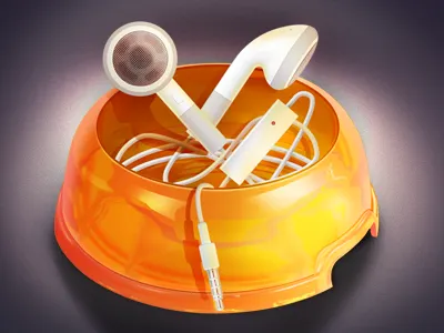 Beathound bowl dog dish earbuds icon illustration music
