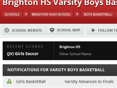 School Sports Pages dashboard school sports