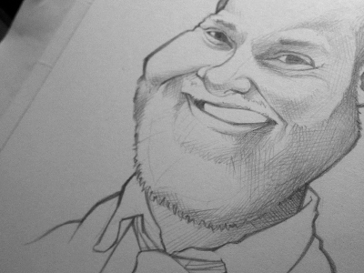 Caricature in Progress black and white caricature illustration pencil