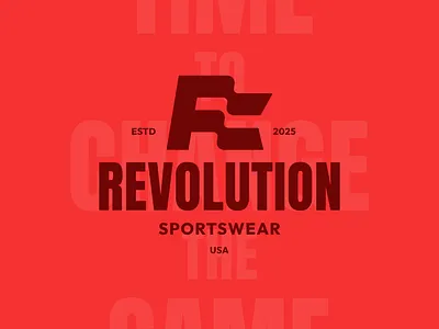 Revolution Sportswear brand identity brand mark design dynamic logo flag logo graphic design logo logomark logotype revolution sport logo sportswear logo