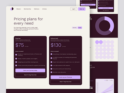 Investment & personal finances website (landing page UI) branding calculator data design home homepage landing page landingpage site ui uidesign uiux user interface userinterface ux uxui web page website