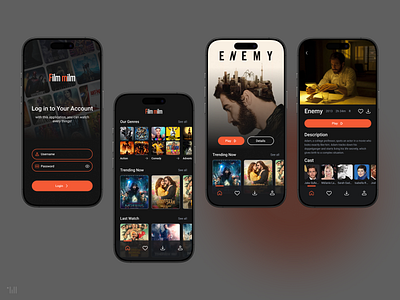 Movie application app application dark app dark design dark view film film ui mobile design mobile ui movie movie dashboard movie platform movie streaming movie ui series stream ui ui design ux