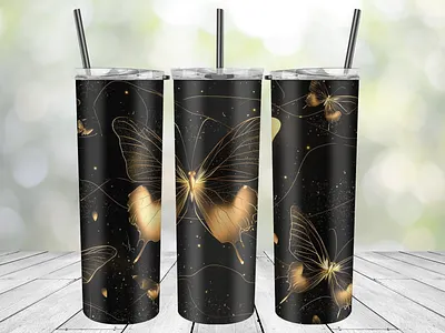 Black gold butterflies tumbler wrap alcohol ink black butterflies gold tumbler wrap