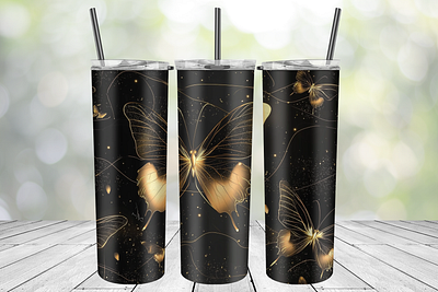 Black gold butterflies tumbler wrap alcohol ink black butterflies gold tumbler wrap