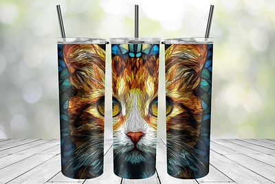 Cat stained glass tumbler wrap cat stained glass tumbler wrap