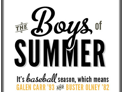 The Boys of Summer baseball feature magazine opener type