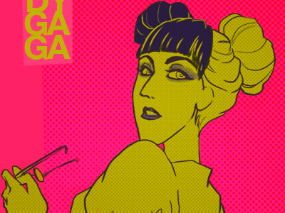 Lady Gaga in Sydney, AU green halftone hot pink lady gaga magenta pop star