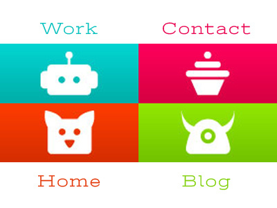 Portfolio Section Icons alien cat css cupcake fun hover html icons portfolio robot web