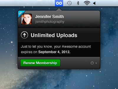 500px Uploader app lion mac menubar