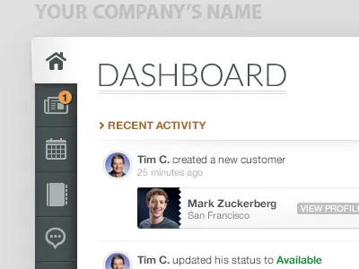 Application Menu app dashboard menu timeline web