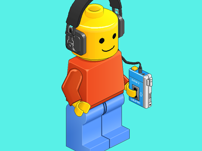 Isometric Lego Dude daniel grönlund hyper island illustration isometric lego pixel pixel art retro walkman