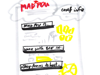 Sketch of poster layout madpow poster sketch