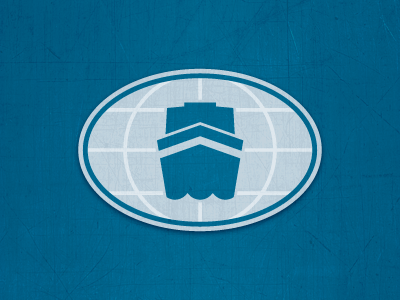 Maritime symbol blue boat freight icon logo map marine symbol world