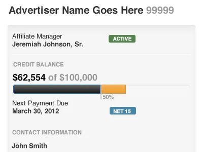 Advertiser Detail - Sidebar dashboard financial ui
