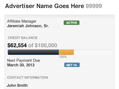 Advertiser Detail - Sidebar dashboard financial ui