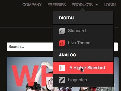 product dropdown blog dark dropdown wordpress