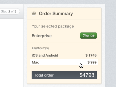 Order Summary button grey shopping cart ui yellow